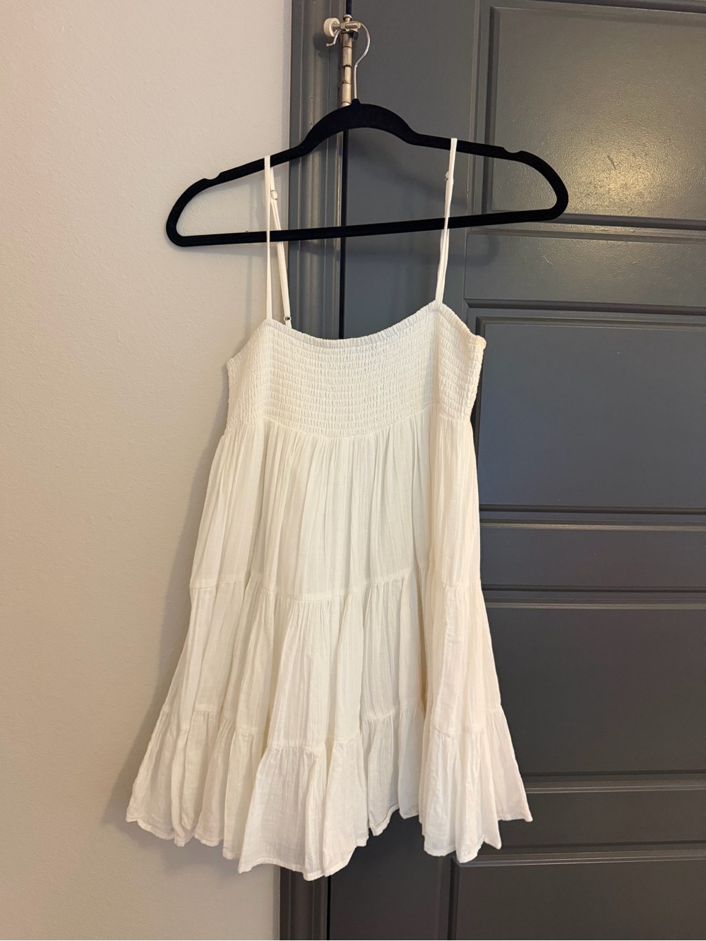 Zara White Smocked Tiered Mini Dress